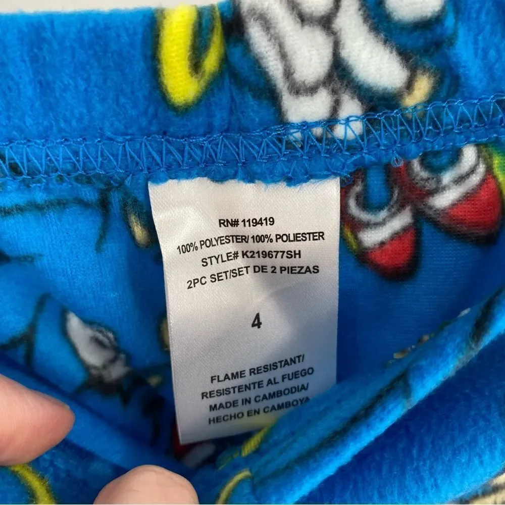 Sonic Boys’ Long Sleeve Pajama Set size 4 New with tags